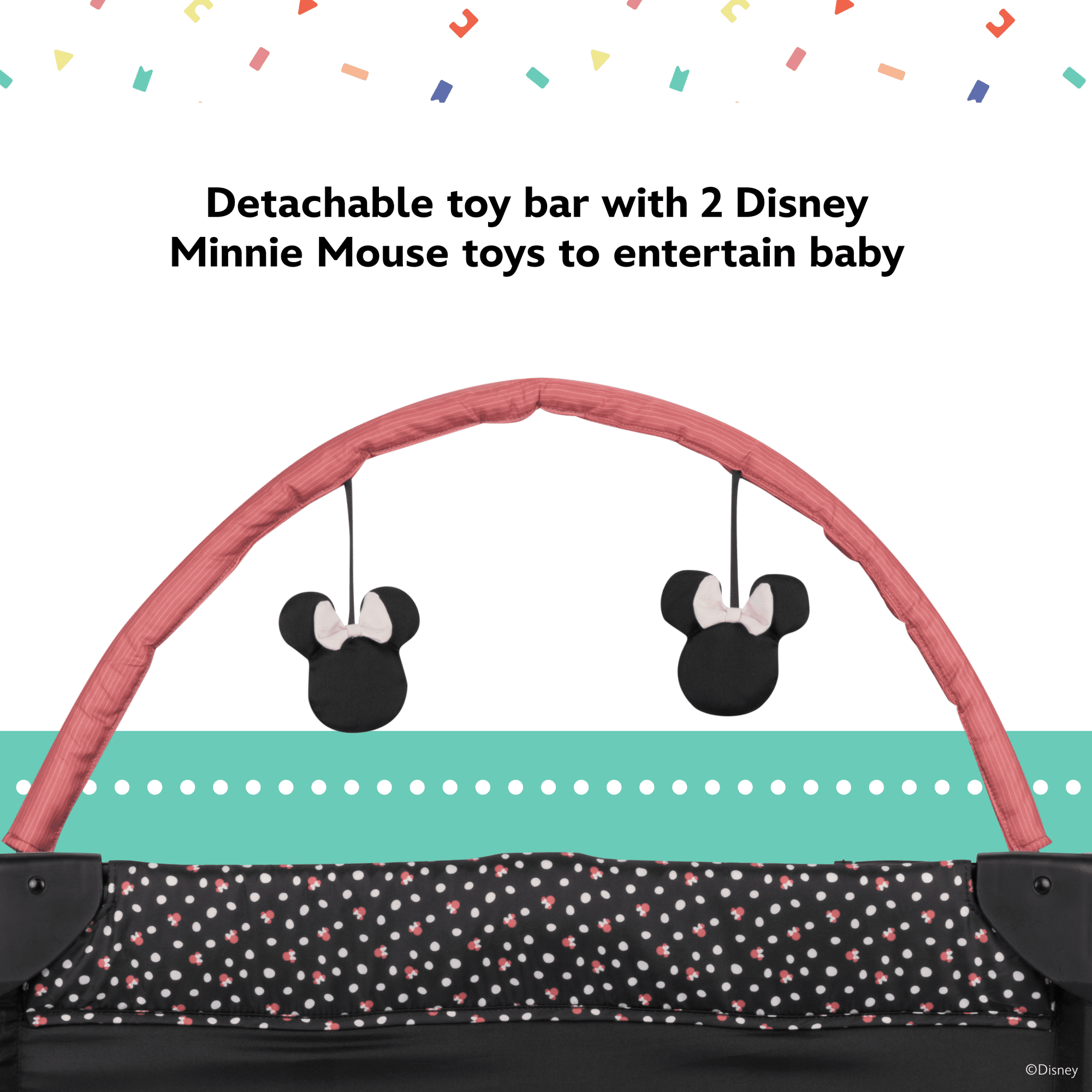Disney Baby Classic Mickey Mouse 2-in-1 Play Yard with Rocking Bassinet, Mickey Sprinkle,