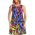 thumbnail image 1 of Xecao Cassettes Audio Vintage pour Robes d'Été pour Femmes Robes Décontractées de Plage Robes de Plage Sans Manches Robe Évasée avec Poches, 1 of 7