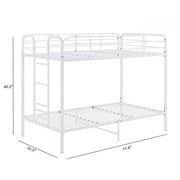 Your Zone Kids Modern Metal Twin over Twin Bunk Bed with Guardrails, White