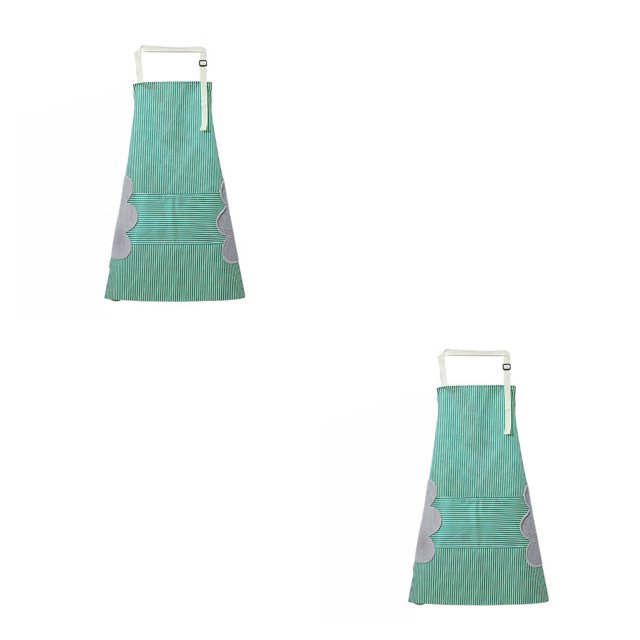 facefd 1/2/3 Dido Apron PVC Adjustable Sleeveless Apron Waterproof Oil-proof Cooking Bib Kitchen Accessory Green 2PCS