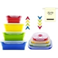 thumbnail image 1 of 4 Pack Silicone Collapsible Food Storage Containers Set BPA Free Folding Lunch Bento Bo Stackable Kitchen Organiser Dishwasher Microwave Safe-Rectangle - -, 1 of 8