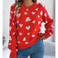 thumbnail image 2 of Sentmoon Chandail pour Femmes Col Rond Manches Longues Motif Cœur Blouses pour Femmes Décontractées Douces et Confortables Chandails en Molleton Amples pour Invité de Mariage Automne et Hiver, 2 of 9