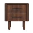 thumbnail image 3 of Noble House Logan Mid-Century Modern Nightstand, Solid Walnut Wood with 2 Drawers and Storage Shelf, 24" Tall, Brown, 3 of 7