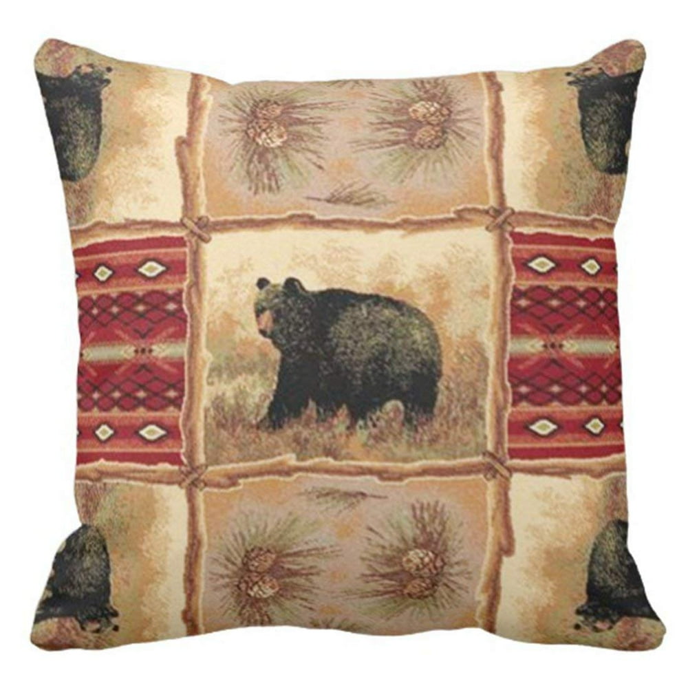 ARTJIA Southwest Rustic Cabin Lodge Bear Animal Print Pillowcase Throw