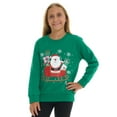 thumbnail image 2 of Pink Angel Girls’ Christmas Sweatshirt – Cozy Fleece Holiday Pullover – Festive Winter Top for School, Parties & Photos – Green Santa- Sizes 4, 2 of 7