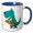 Blue/White, variant on 3drose, Funny Cute T-rex Dinosaur Eating Pizza Slice Primitive Art Cartoon, 15oz Mug
