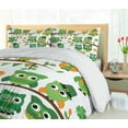 thumbnail image 4 of St. Patrick's Day Duvet Cover Sets, Irish Owls Leprechaun Hats on Trees Shamrock Leaves Horseshoe, Bedding Set with 2 Duvet Covers & 4 Pillowcases, 2 Pack Cal King Size, Green and White, by Ambesonne, 4 of 6