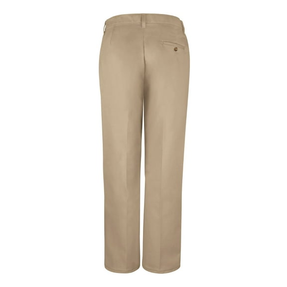 Red Kap Women's Plain Front Cotton Pants PC45 Khaki - Unhemmed 12