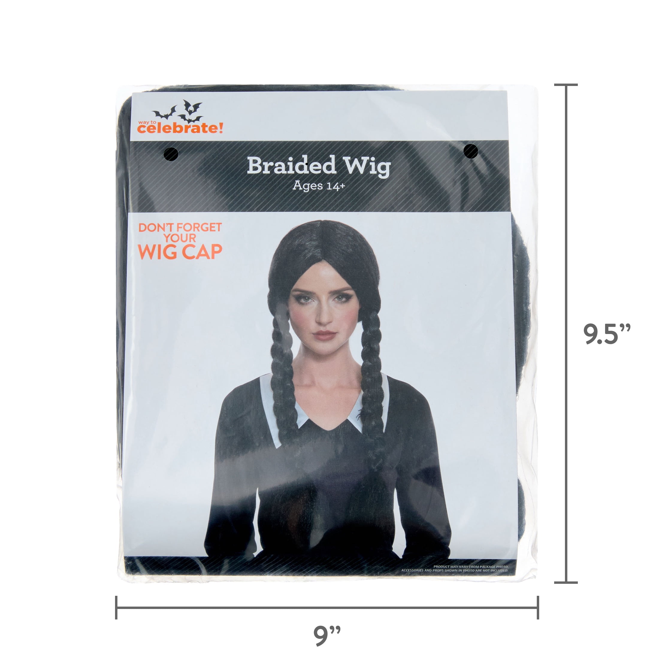Braided Pigtails Wig Costume Accessory for Adults, Black, Halloween by Way To Celebrate