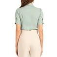 thumbnail image 3 of INSPIRE CHIC Women's Button Up Bodysuit One-Piece Short Sleeve Work Shirt Blouse L Light Green, 3 of 6