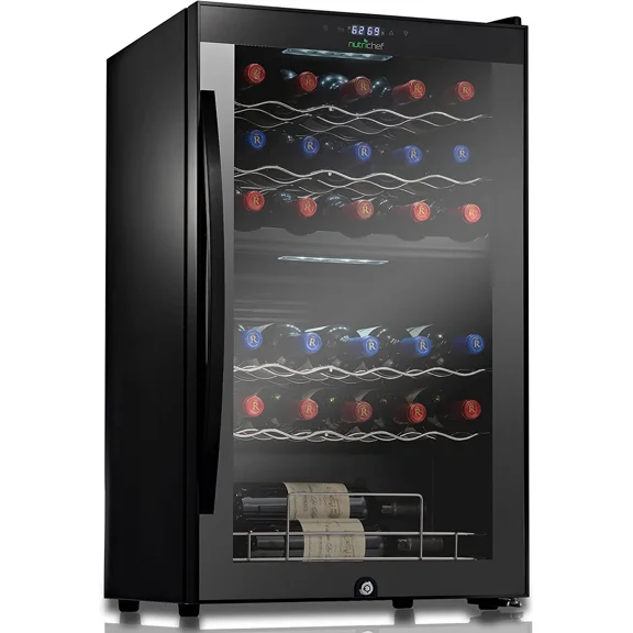 NutriChef 33 Bottle Dual-Zone Refrigerator PKCWCDS335