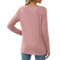thumbnail image 7 of Lenpel Women's Long Sleeve Tops Soft Casual Crew Neck Solid Color Basic T Shirts Loose Tunic Tee Tops, 7 of 7