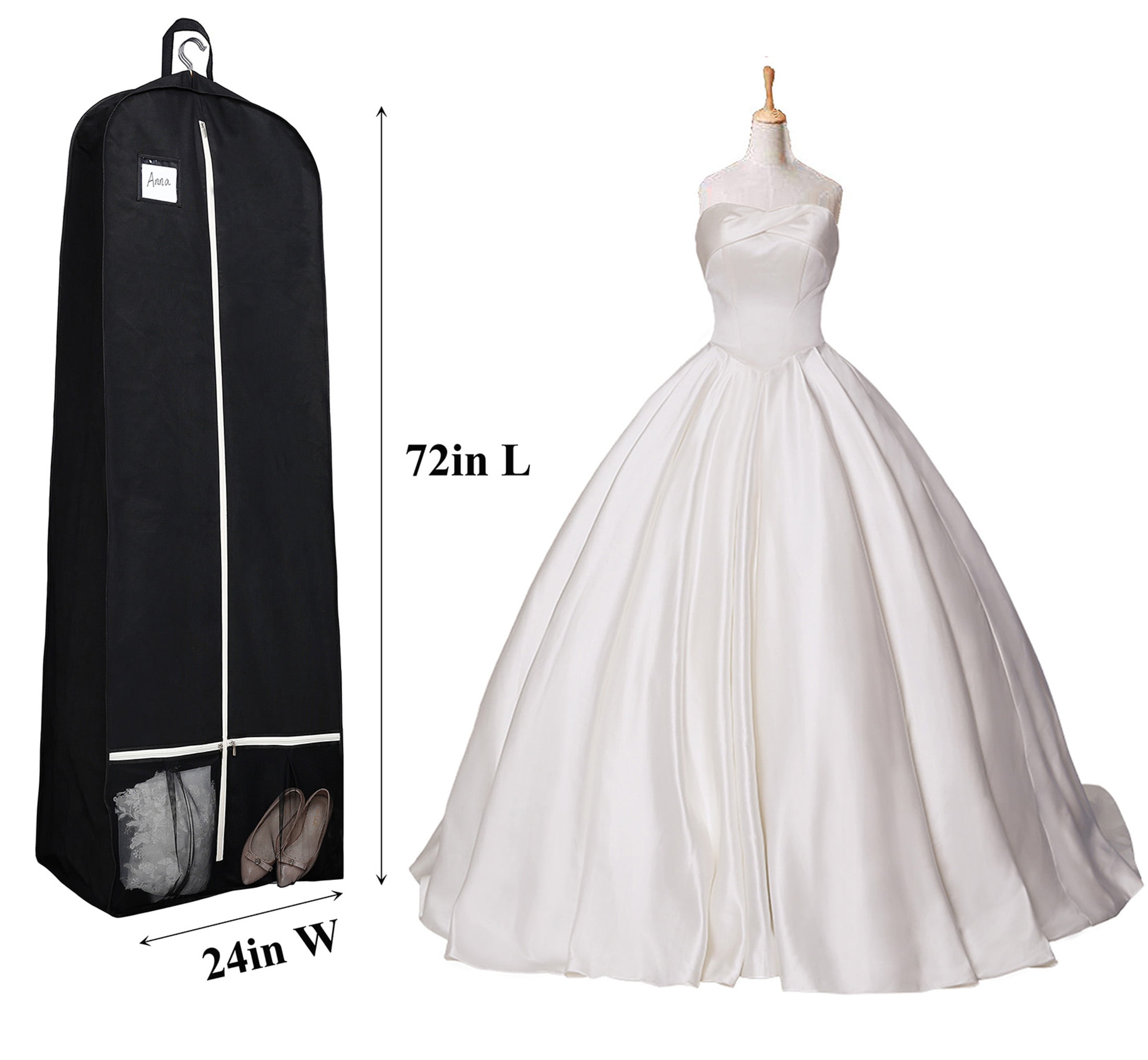 Wedding Dress Garment Bag White Breathable Bridal Dress Cover 3 Large  Pockets | eBay