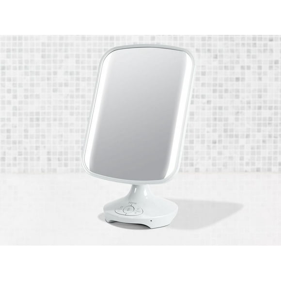 iHome 7&quot; x 9&quot; Reflect ll iCVBT3 Adjustable Vanity Mirror, Makeup Mirror with Bluetooth Audio, Hands-Free Speakerphone, LED Lighting, Siri &amp; Google Support USB Charging, Flat