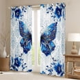 thumbnail image 2 of Homewish Blue Butterfly Blackout Curtains Set of 2 (52x84 Each) For Girls Teens Adults,Exotic Style Window Curtains,Chic Floral Flowers Curtains and Drapes,Super Cozy Room Decor, 2 of 6