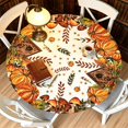 thumbnail image 2 of Fall Tablecloth, Round Pumpkins Maple Leaves Decorative Thanksgiving Table Cover for Kitchen Dining Picnic Tabletop Indoor Outdoor Party Decor H, 2 of 6