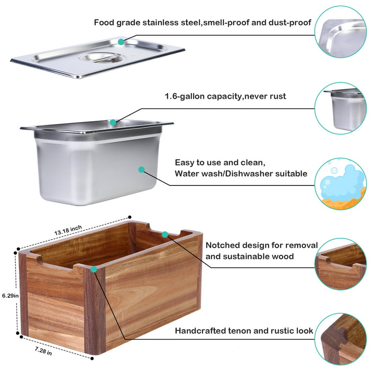 Kitchen Compost Bin Countertop Stainless Steel Insert W/lid 