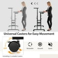 thumbnail image 6 of CZMJY Mobile Stand Up Desk, Height Adjustable Home Office Desk with Standing & Seating 2 Modes, Tilting Tabletop & Flexible Wheels, Rolling Laptop Cart Sit Stand Desk (Black), 6 of 9