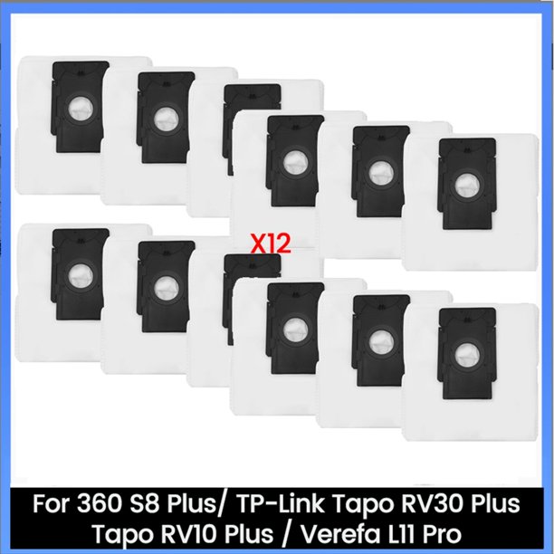 Bolsa para Polvo para Aspiradora Robot 360 S8 Plus/ RV30 Plus / RV10 Plus / Verefa L11 Pro, 12 Piezas