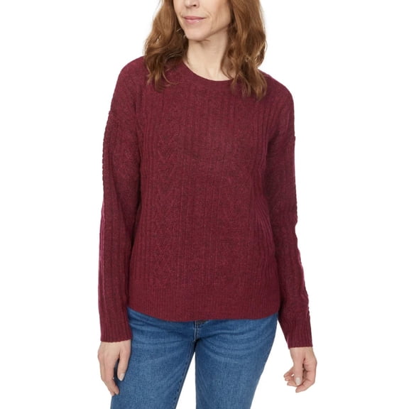 Legendary Outfitters Woman's Cable Crewneck Sweater - Red - Large