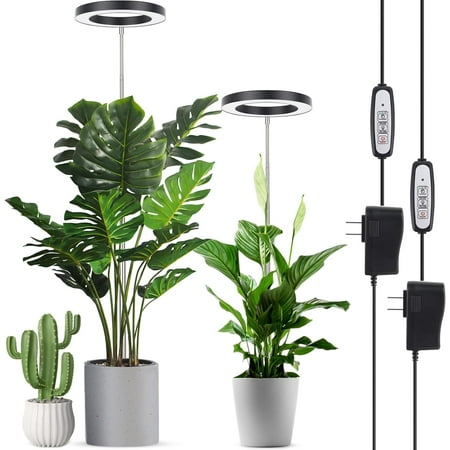 

Plant Grow Light Full Spectrum Plant Light for Indoor Plants Brightness Adjustable LED Growing Lamp with Auto On/Off Timer 4H/8H/12H Height Adjustable 2 Packs of Black