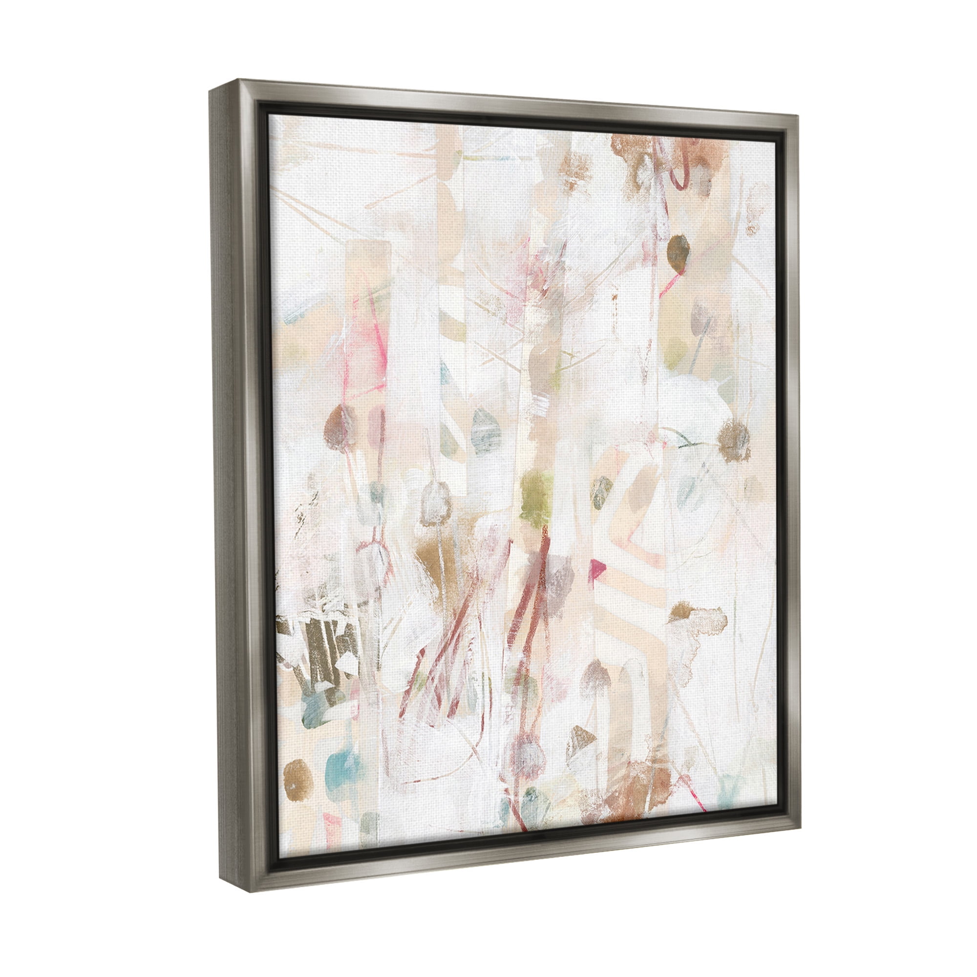 Stupell Industries Subtle Beige Pattern Abstract Painting Gray Floater Framed Canvas Art Print Wall Art, 17 x 21