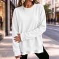 thumbnail image 4 of FAIWAD Crew Neck Sweatshirts Women Long Sleeve Side Slits Pullover Tops Loose Layered Sweatshirts, 4 of 7