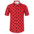 thumbnail image 1 of INSPIRE CHIC Camisa de lunares de verano para hombre, camisas hawaianas con patrón de manga corta y botones rojo XXL, 1 of 6