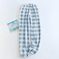 thumbnail image 5 of Inglocry Pajama Pants Women Fuzzy Flannel Plaid Pants Warm Wide Leg Lounge Fleece Pj Pant with Pockets Pajama Bottoms Light Blue M, 5 of 10