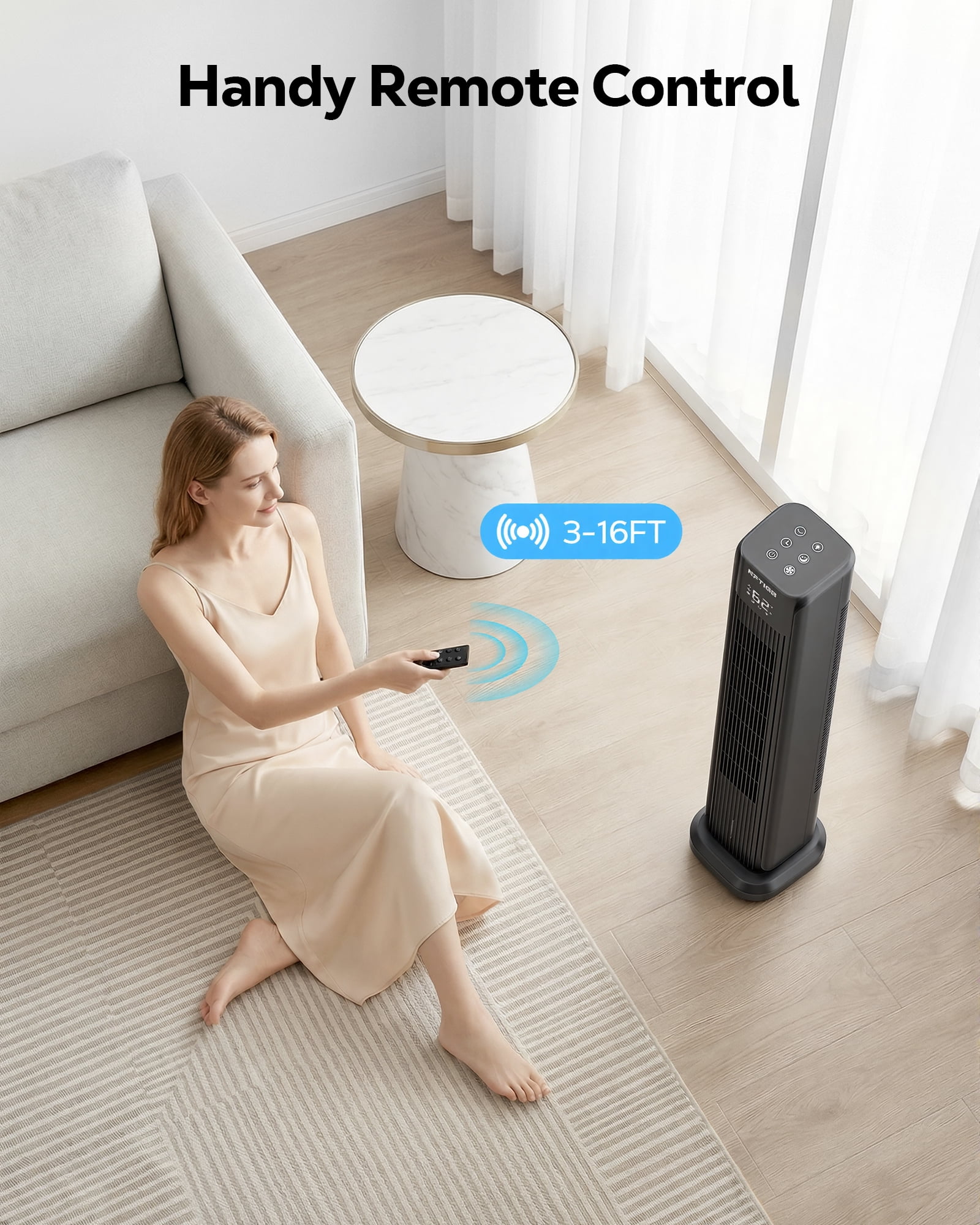 NFTIGB 36-Inch Tower Fan Quiet Oscillating Floor Fan with 3 Speeds, 3 Modes, 12H Timer, Bladeless Standing Fan for Home, Black