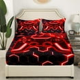thumbnail image 3 of Erosebridal Teens Gamer Bed Sheets Set Queen Size,Geometric Honeycomb Bedding Queen Size,Hexagon Room Decorative,Ultra Soft,4 Pieces, 3 of 7