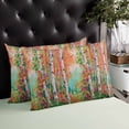 thumbnail image 4 of Oil Painting Throw Pillow Cover 24 x 36 Inch Decorative Pillow Cover Modern Abstract Art Summer Tree Leaves Green Pink Lumbar Pillowcase Seasonal Rectangle Cushion Case for Couch Sofa Bed Living Room, 4 of 7