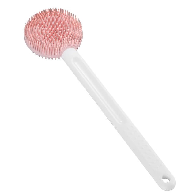 Advancent Cepillo de baño de silicona con mango largo Arandela trasera Limpieza fuerte Limpiador de espalda Masaje Limpieza de ducha Eliminar Exfoliante Accesorios de baño Rosado Advancent HA028117-02