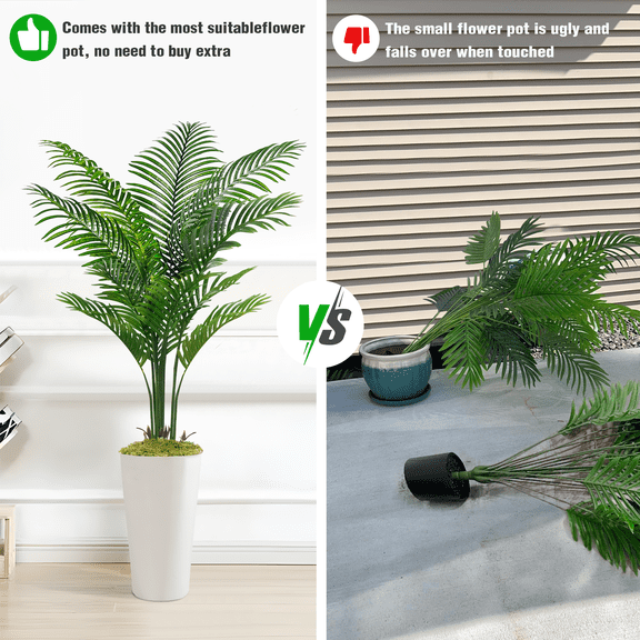 OLIVIVI Faux Palm Tree 5FT Tall Artificial Silk Plant for Home Office Decor Indoor Outdoor Fake Lifelike Potted Tree with Wood Branches 1 pack