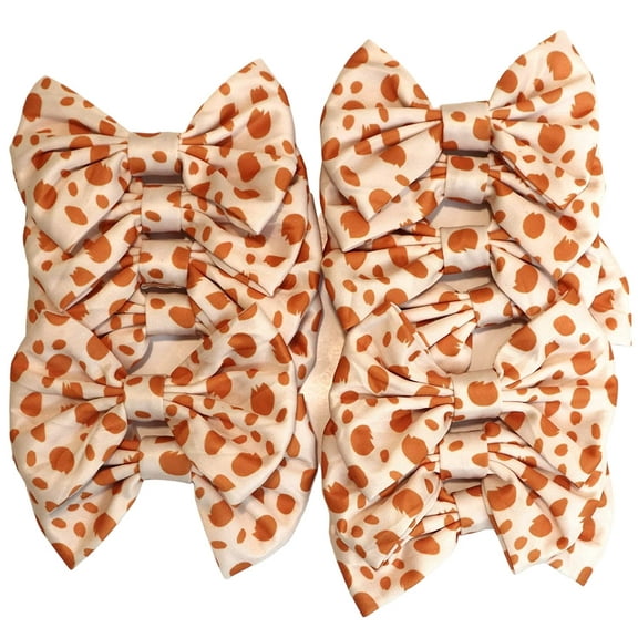 Set of 12 Giraffe Bows 5 Inches Large Bows Wholesale Bows, DIY Fabric Hair Bows - No Clips