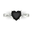 thumbnail image 2 of 2.1ct heart cut black natural onyx 14k white gold Bridal Wedding Engagement Promise Anniversary Ring for Women size 6.75, 2 of 7