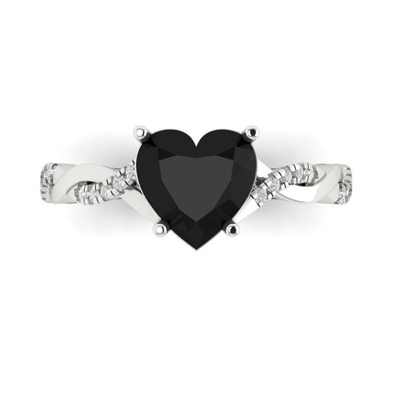Solitaire with Accents Engagement Ring for Women - 2.1ct Natural Onyx in 18K White Gold Promise Ring