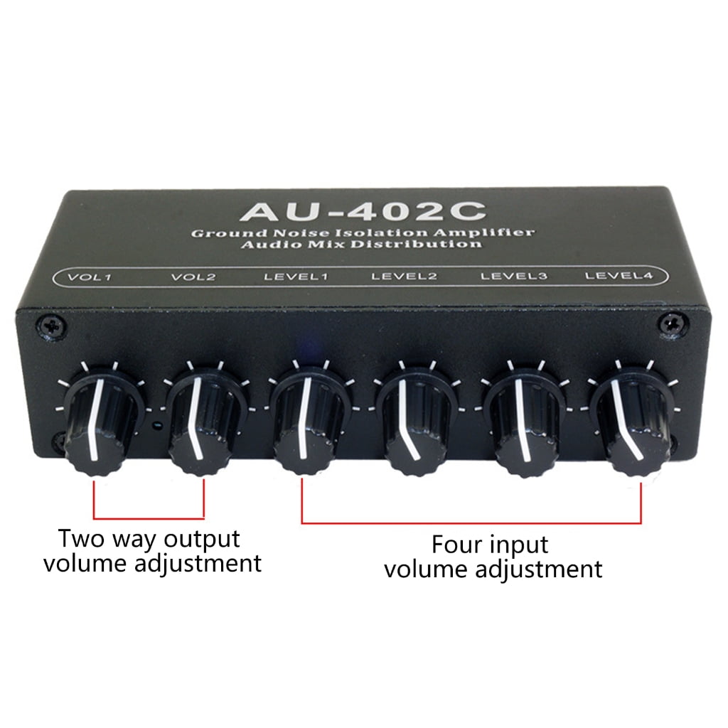 tegongse Aluminum Alloy Stereo Sound Mixer for Multiple Computers with 3.5mm Interfaces and Ground Noise Elimination 20Hz - 20kHz