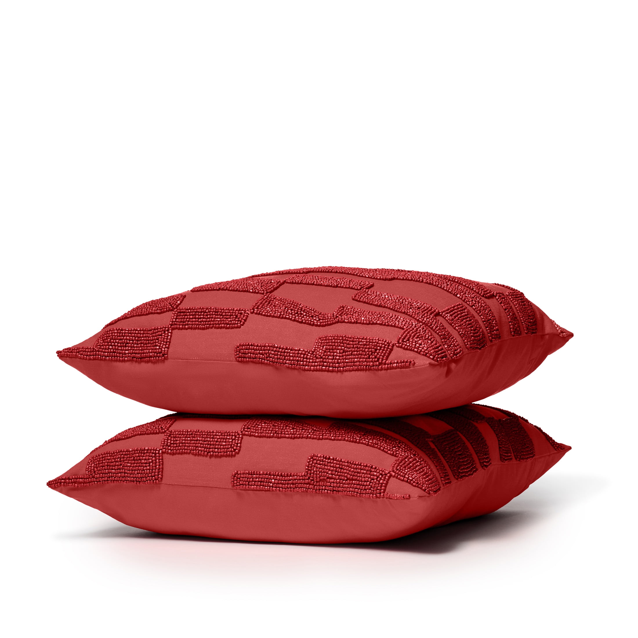 Temi Coker for Walmart Beaded Decorative Pillow, 20" x 20", Red
