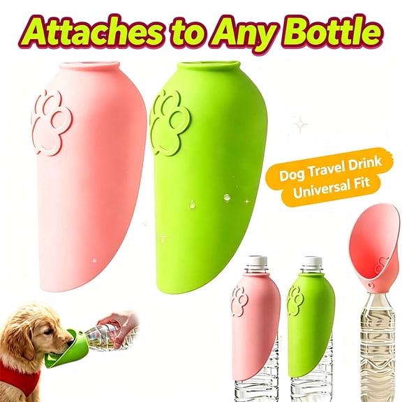 Portable Dog Water Bottle, with Foldable Leaf Bowl, Leak Proof Travel Pet Water Dispenser for Dogs and Cats Walking Hiking Camping _ Green