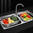 thumbnail image 2 of Stainless Steel Dish Drain Rack Expandable Sink Drain Rack Kitchen Drain Basket Portable Dish Drainer Cutlery Rack, 2 of 5