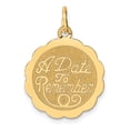 thumbnail image 1 of 14k Yellow Gold A Date To Remember Disc Necklace Pendant Charm Special Occasion Wedding, 1 of 6