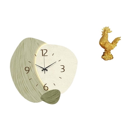 Wall Clock Rooster Figurine Chicken Sculpture Silent Resin Material for Kitchen Office Living Room Decor