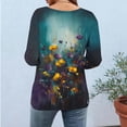 thumbnail image 4 of qucoqpe Womens Summer Tops Fashion Casual Floral Printed Crew Neck 3/4 Sleeve Tunic Blouses Loose Dressy Business Shirts, 4 of 5