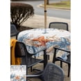 thumbnail image 4 of Outdoor Tablecloth with Umbrella Hole and Zipper, Blue Coastal Square Table Cloth 60x60 Inch Waterproof Tablecloth, Summer Beach Starfish Weeping Eucalyptus Wooden Picnic Table Cover for Patio, 4 of 7