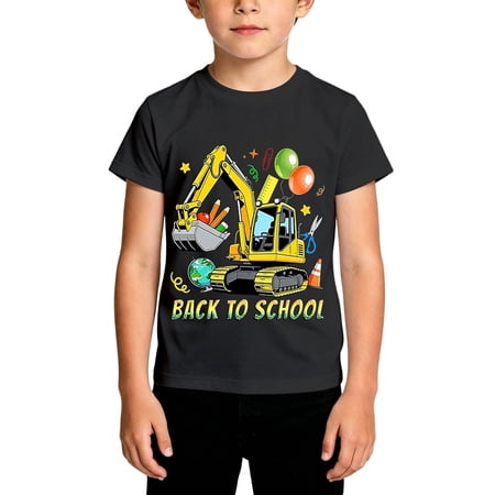 Kiijoy Boys Back To School Tshirt Short Sleeve Round Neck T Shirt Top Black Sizes 10-11