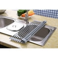 thumbnail image 4 of Over the Sink Dish Drying Rack, Foldable Gray Kitchen Drying Mat, Cloth Included by, 4 of 7