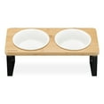 thumbnail image 7 of Navaris Dog Bowls with Stand - Double Stoneware Food Bowl with Elevated Holder Made of Bamboo and Metal - Set for Cats and Dogs - 11 oz (330 ml) Capacity, 7 of 7