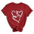 thumbnail image 5 of Ounisa T-Shirts pour Femmes Col Rond Mignon Cœur Graphique Manches Courtes Hauts d'Été, 5 of 5