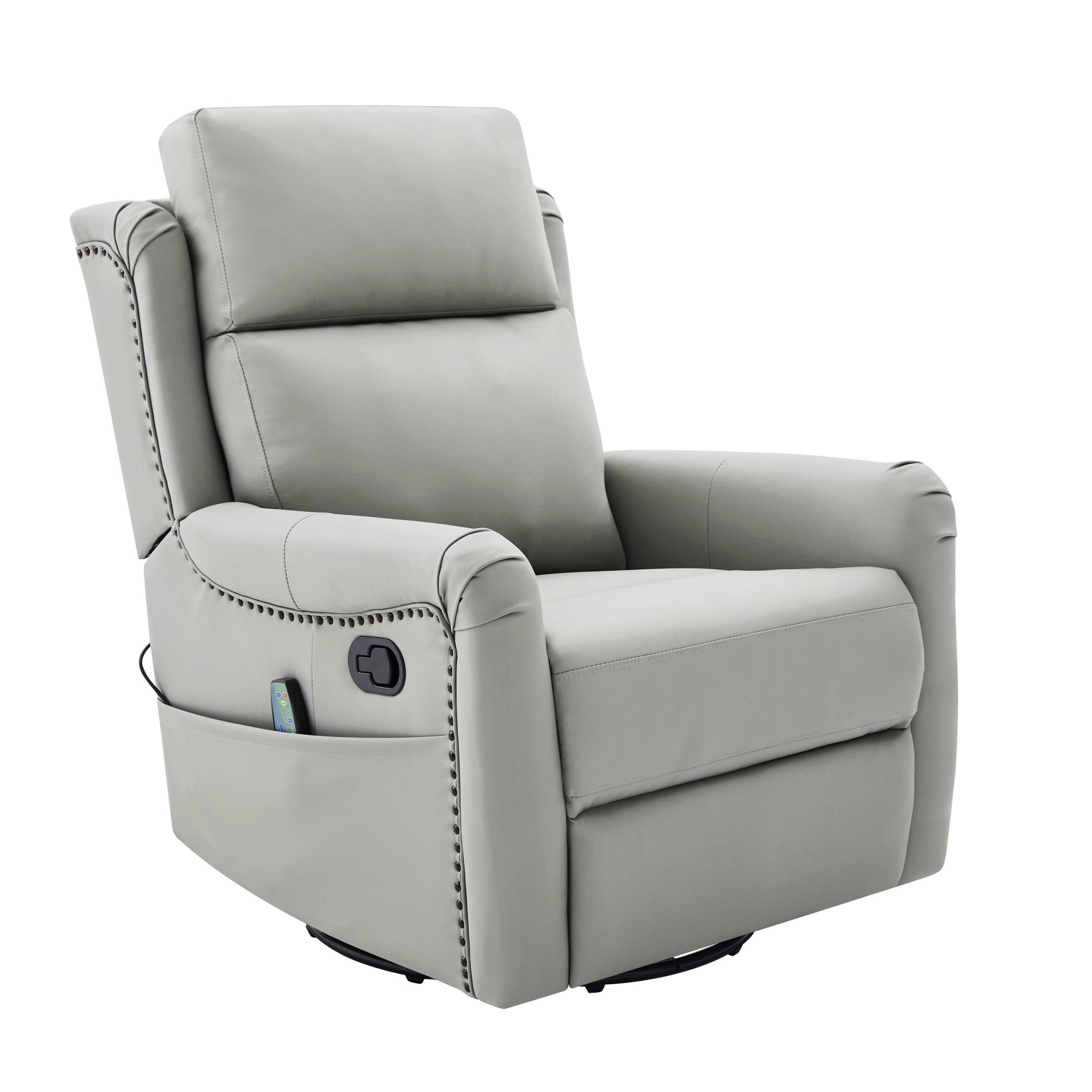 Christopher Knight Home Manual Swivel Rocking Massage Recliner Chair with Heating, Gray
